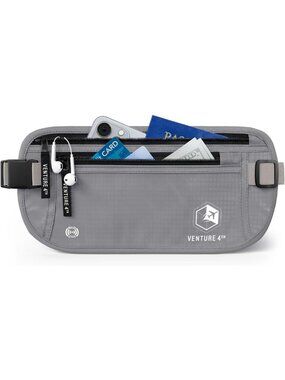 Travel Money Belt with RFID Blocking, Silver Passport Holder for Secure Travel